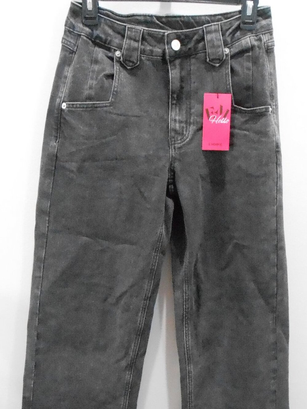 Women's Black Denim Baggy Jeans High Waisted Stretchy Wide Leg Size-Small